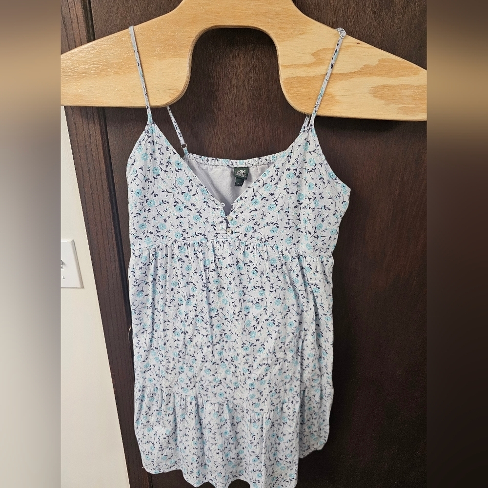 Women's Floral Print Sleeveless Baby Doll  mini dress Large